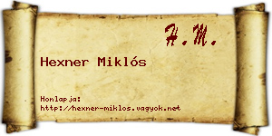 Hexner Miklós névjegykártya